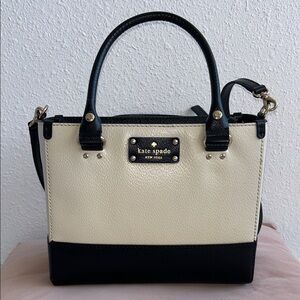 kate spade Black and Cream Pebbled Leather Two-Tone Satchel
